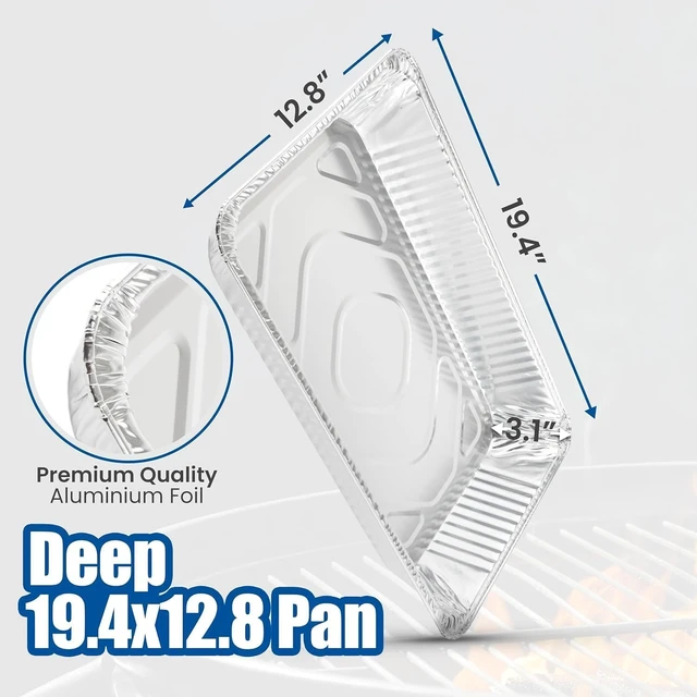 Alt view image 3 of 6 - Aluminum Pans With Lids, Large Full Size 21x13x3 Disposable Foil Pans, Heavy Duty Roasting, Baking, Broiling, Catering & Chafing Pans (15, Full-Size w/Lids)