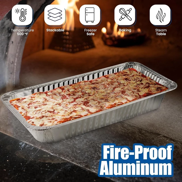 Alt view image 4 of 6 - Aluminum Pans With Lids, Large Full Size 21x13x3 Disposable Foil Pans, Heavy Duty Roasting, Baking, Broiling, Catering & Chafing Pans (15, Full-Size w/Lids)