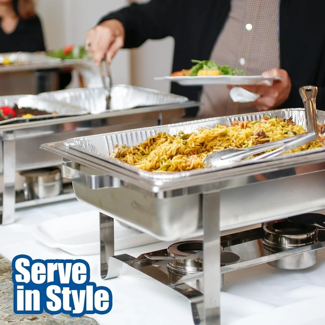 Alt view image 5 of 6 - Aluminum Pans With Lids, Large Full Size 21x13x3 Disposable Foil Pans, Heavy Duty Roasting, Baking, Broiling, Catering & Chafing Pans (15, Full-Size w/Lids)