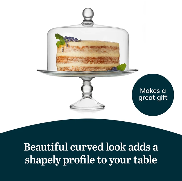 Alt view image 5 of 6 - Selene Glass Cake Stand with Dome Lid, Footed Dessert Serving Dish | Curved Pedestal Showcases Pastries, Cupcakes, Pies, Clear Cover Keeps Sweets Fresh for Parties and Tidy Serving