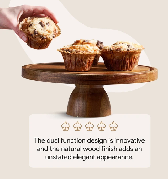 Alt view image 6 of 6 - Wood Cake Stand with Lid, 2-in-1 Charcuterie Board, Round dome | Acacia Wood, 12in Cake Stand with Dome, Acrylic Cake Dome Cover, Charcuterie Board for Cheese, Chips & Dips, Fruit Platter