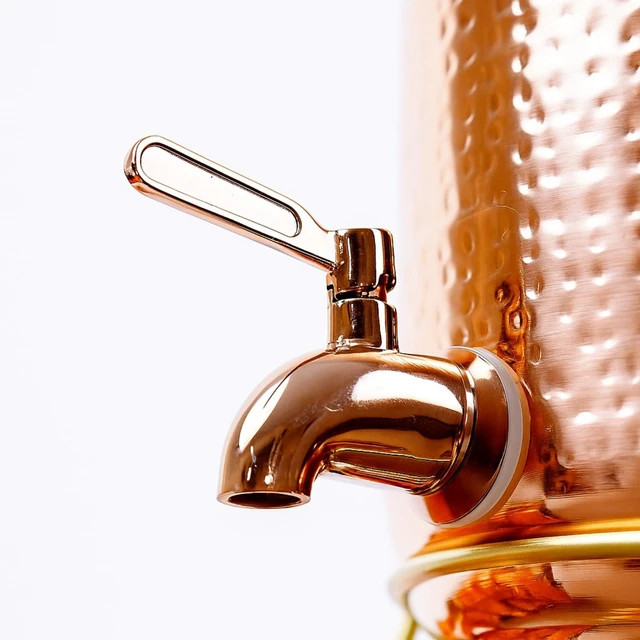 Alt view image 2 of 7 - Pure Copper Hammered Water Dispenser Storage Water Tank with Tap and set of 4 Copper Glass | Water Pot | Cooper Water Storage Tank | 6.5 Ltr Capacity | 218 Oz