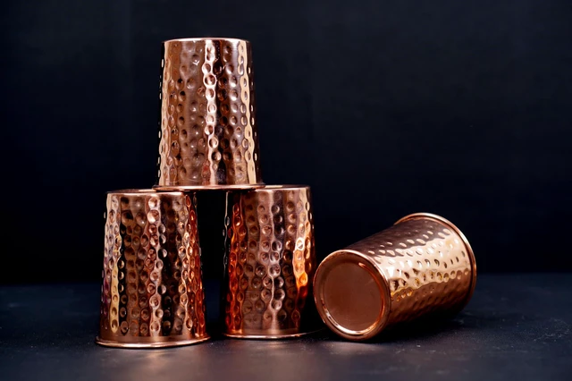 Alt view image 5 of 7 - Pure Copper Hammered Water Dispenser Storage Water Tank with Tap and set of 4 Copper Glass | Water Pot | Cooper Water Storage Tank | 6.5 Ltr Capacity | 218 Oz