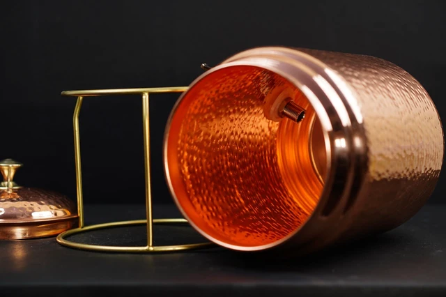 Alt view image 7 of 7 - Pure Copper Hammered Water Dispenser Storage Water Tank with Tap and set of 4 Copper Glass | Water Pot | Cooper Water Storage Tank | 6.5 Ltr Capacity | 218 Oz