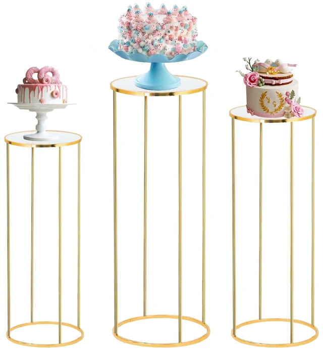 Main image of Cylinder Stands for Party, 3PCS Cylinder Pedestal Stand, Cilindros Para Fiestas Cake Table Stand for Parties Metal Plant Stand Cylinder Tables for Parties Round Cylinder Stands for Party