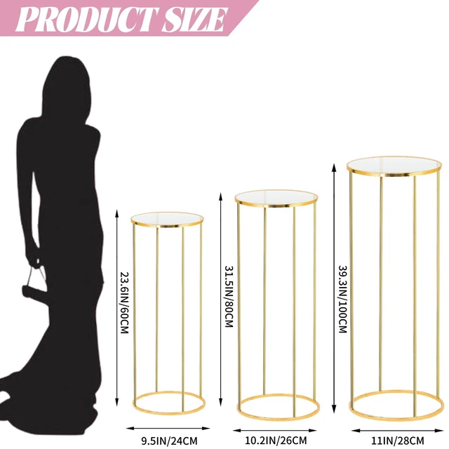 Alt view image 2 of 6 - Cylinder Stands for Party, 3PCS Cylinder Pedestal Stand, Cilindros Para Fiestas Cake Table Stand for Parties Metal Plant Stand Cylinder Tables for Parties Round Cylinder Stands for Party