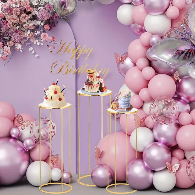 Alt view image 5 of 6 - Cylinder Stands for Party, 3PCS Cylinder Pedestal Stand, Cilindros Para Fiestas Cake Table Stand for Parties Metal Plant Stand Cylinder Tables for Parties Round Cylinder Stands for Party