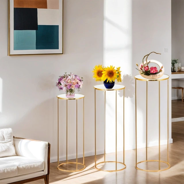 Alt view image 6 of 6 - Cylinder Stands for Party, 3PCS Cylinder Pedestal Stand, Cilindros Para Fiestas Cake Table Stand for Parties Metal Plant Stand Cylinder Tables for Parties Round Cylinder Stands for Party