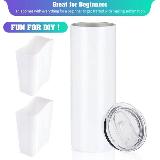Alt view image 4 of 7 - 16 Pack Sublimation Tumblers Straight Skinny Tumbler Blanks Bulk 20oz for Heat Transfer, Individual Gift Boxed, Double Wall Insulated Tumbler with Shrink Wrap & Straws