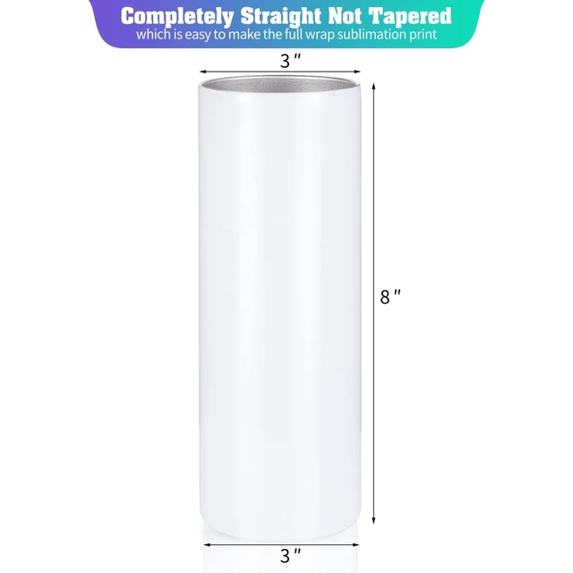 Alt view image 2 of 7 - 16 Pack Sublimation Tumblers Straight Skinny Tumbler Blanks Bulk 20oz for Heat Transfer, Individual Gift Boxed, Double Wall Insulated Tumbler with Shrink Wrap & Straws