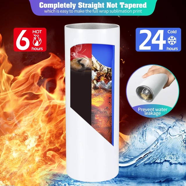 Alt view image 3 of 7 - 16 Pack Sublimation Tumblers Straight Skinny Tumbler Blanks Bulk 20oz for Heat Transfer, Individual Gift Boxed, Double Wall Insulated Tumbler with Shrink Wrap & Straws