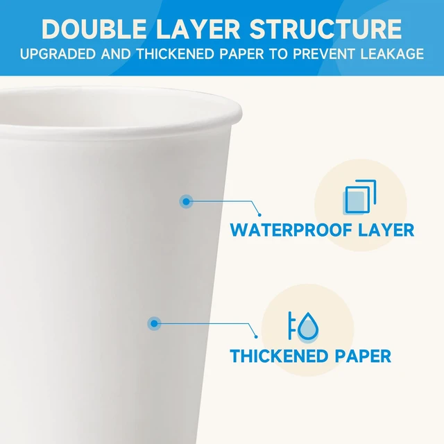 Alt view image 5 of 7 - Paper Coffee Cups 12 oz 500 pack, Ideal for Coffee, Beverages | Paper Cups Disposable, Hot Coffee Cups, BPA-free, Leak-proof Paper, Ideal for Party, Home, Office (12oz 500 pack white)