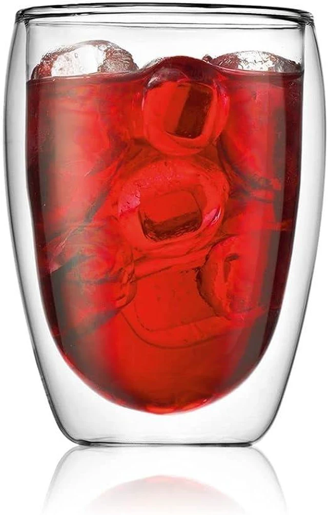 Alt view image 4 of 5 - 12oz Pavina Double Wall Insulated Tumbler, High-Heat Borosilicate Glass, Set of 6, Clear