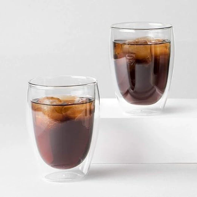 Alt view image 3 of 5 - 12oz Pavina Double Wall Insulated Tumbler, High-Heat Borosilicate Glass, Set of 6, Clear