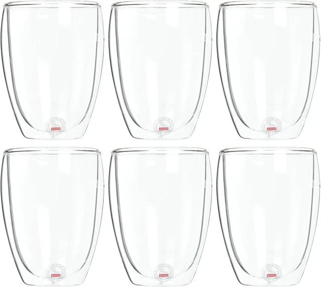 Alt view image 5 of 5 - 12oz Pavina Double Wall Insulated Tumbler, High-Heat Borosilicate Glass, Set of 6, Clear