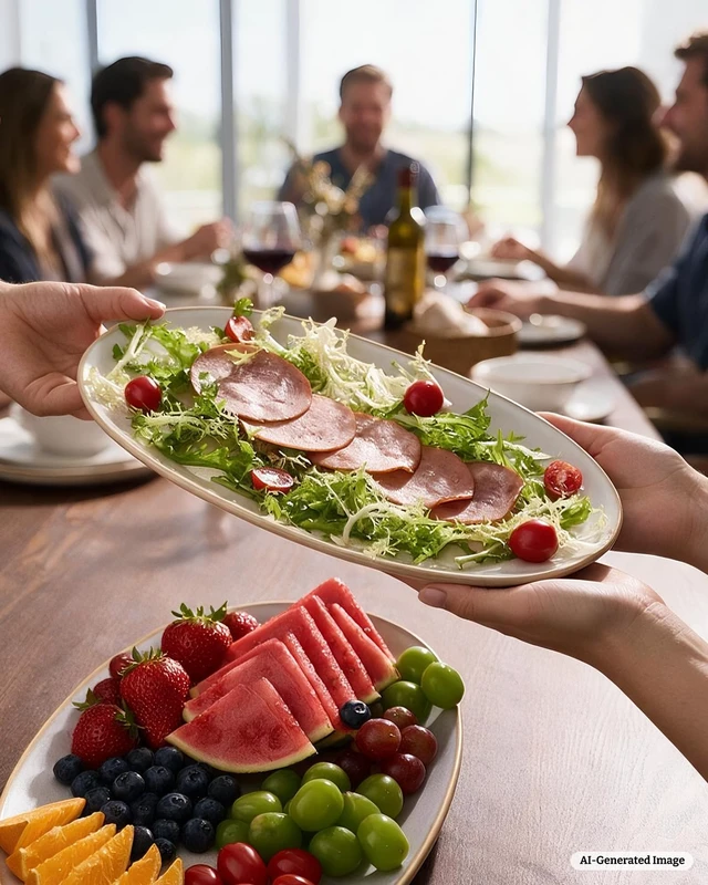 Alt view image 3 of 7 - Serving Platters Set of 3 Sizes - Oval, Vanilla White | 15.59"/14.3"/12.9" Fine Stoneware Serving Trays for Party, Entertaining for Food, Turkey, Cheese, Microwave Dishwasher Safe