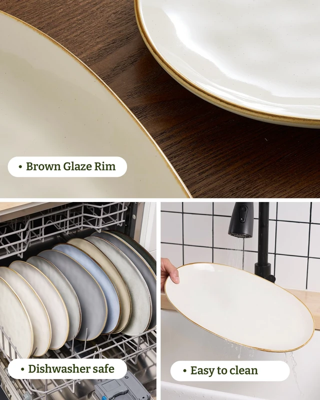 Alt view image 7 of 7 - Serving Platters Set of 3 Sizes - Oval, Vanilla White | 15.59"/14.3"/12.9" Fine Stoneware Serving Trays for Party, Entertaining for Food, Turkey, Cheese, Microwave Dishwasher Safe