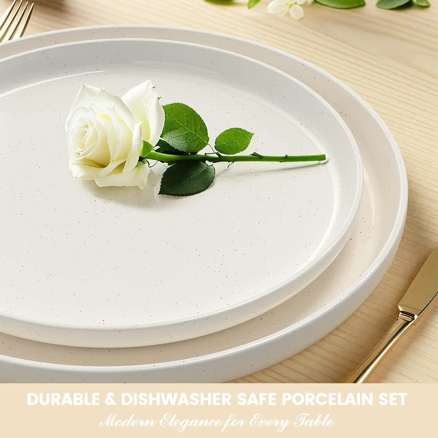 Alt view image 3 of 7 - 24-Piece Stoneware Dinnerware Set for 8, Plates and Bowls Set | Microwave & Dishwasher Safe, Chip & Scratch Resistant Dishes Set, Kitchen Dinner Set for Everyday & Formal Dining