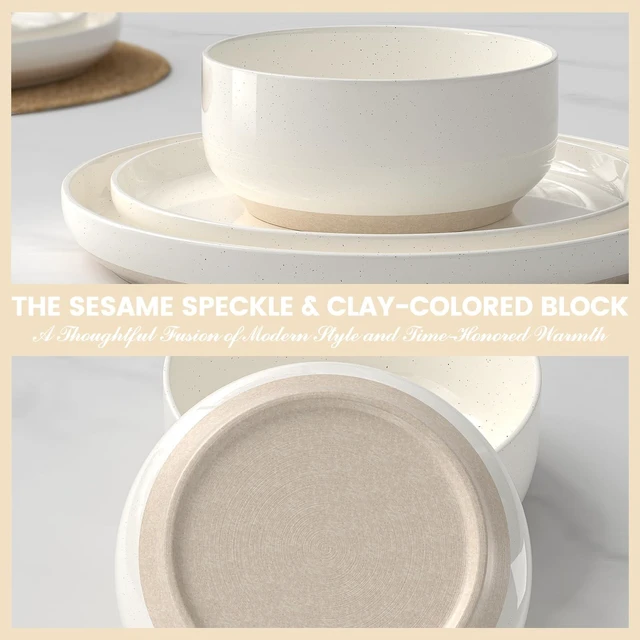 Alt view image 6 of 7 - 24-Piece Stoneware Dinnerware Set for 8, Plates and Bowls Set | Microwave & Dishwasher Safe, Chip & Scratch Resistant Dishes Set, Kitchen Dinner Set for Everyday & Formal Dining