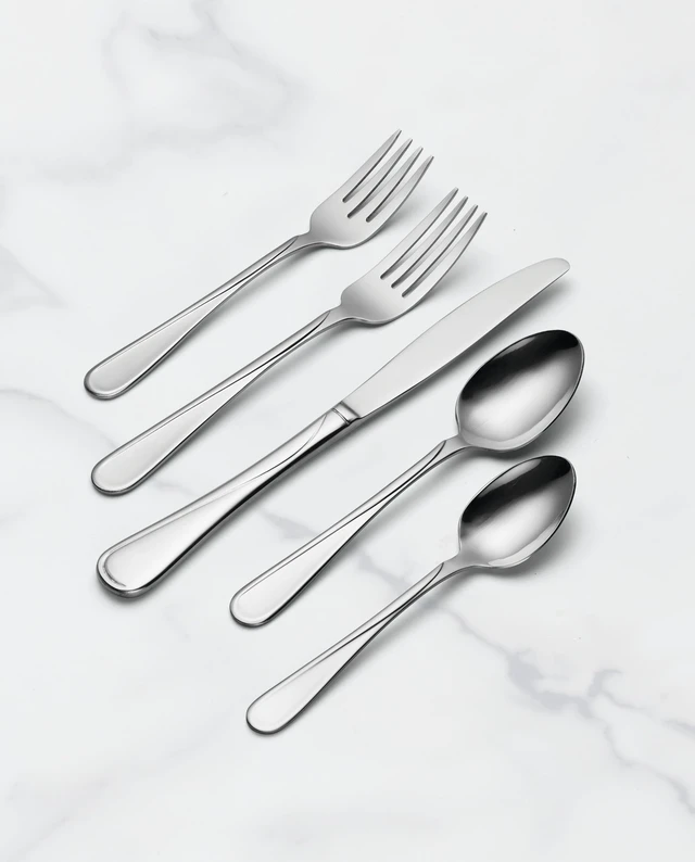 Alt view image 7 of 7 - Flatware Flight 18/0 Silverware Set for 8, (45-Piece) | silver | light weight | stainless steel | dishwasher safe do not soak in water | cutlery knives forks spoons serving utensils