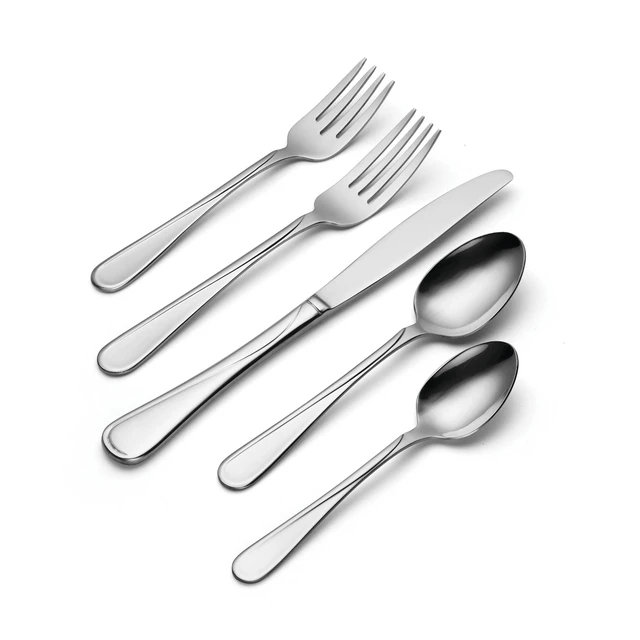 Alt view image 4 of 7 - Flatware Flight 18/0 Silverware Set for 8, (45-Piece) | silver | light weight | stainless steel | dishwasher safe do not soak in water | cutlery knives forks spoons serving utensils