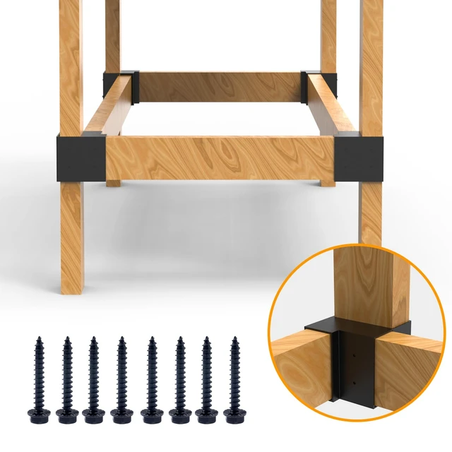 Alt view image 2 of 7 - Heavy Duty Workbench Bracket Kit - 8 Pcs Steel 3-Way Right Angle Corner Brackets for DIY Custom Workbench, Shelving, Work Table, Fits 2x4 (Actual 1.5"x3.5") Wood