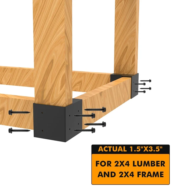 Alt view image 4 of 7 - Heavy Duty Workbench Bracket Kit - 8 Pcs Steel 3-Way Right Angle Corner Brackets for DIY Custom Workbench, Shelving, Work Table, Fits 2x4 (Actual 1.5"x3.5") Wood