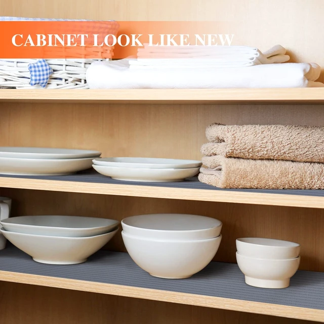 Alt view image 3 of 7 - Shelf Liner Non Adhesive, Washable Cabinet Liners for Shelves | Waterproof Durable Non-Slip Drawer Liners for Kitchen Cabinets, Cupboard, Pantry, Gray, 24 Inch x 30 ft