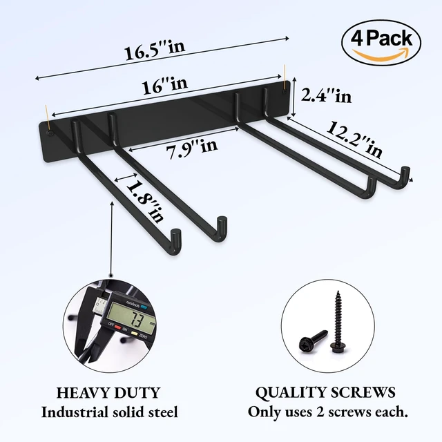 Alt view image 3 of 7 - Folding Chair Storage Rack Wall Mount, Garden Tool Hanger for Garage Organization, Patio, Beach & Camping Chairs Organizer Hooks, Holds 480 lbs - 4 Pack