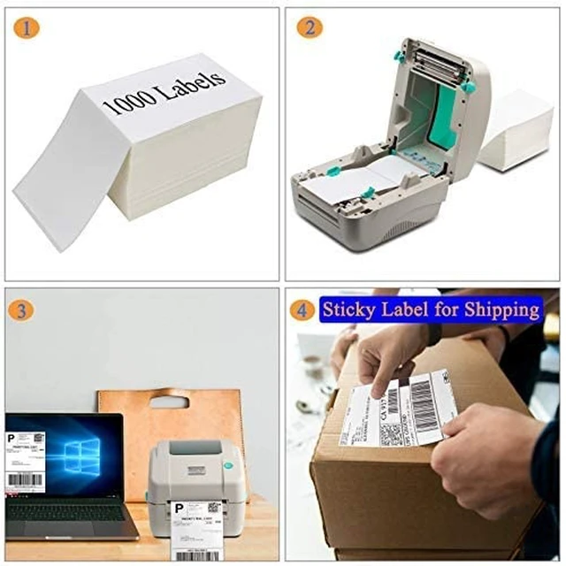 Alt view image 2 of 7 - 4x6 Shipping Label 4000 Fanfold Labels for Rollo, Zebra Direct Thermal Printer, with Perforations