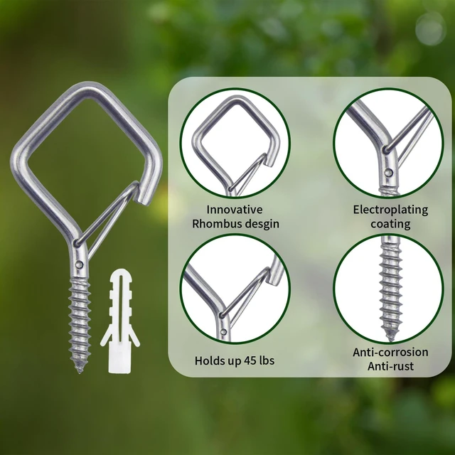 Alt view image 3 of 7 - 100 PCS 304 Stainless Steel Eye Screw Hooks for Hanging Heavy Duty.Ceiling Hooks for Hanging Plants,Cup,Wind Chime,Bird Feeders, String Lights at Indoor&Outdoor