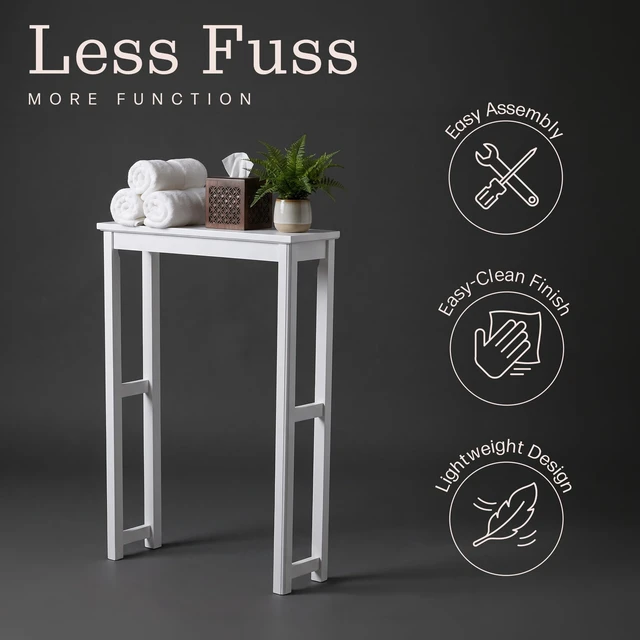 Alt view image 6 of 7 - Dorset Over-the-Toilet Storage Shelf, White, 27x9x37 | 27W x 37H White Space Saver Rack with Single Open Shelf for Towels and Toiletries, Easy Assembly Bathroom Organizer