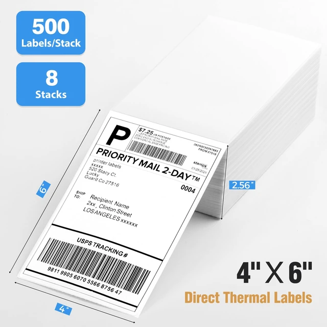 Alt view image 2 of 7 - Fanfold 4" x 6" Direct Thermal Labels 4000 Thermal Printer Paper 8 Stacks Shipping Labels