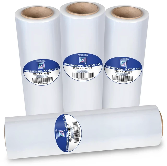 Main image of 4 Pack of 18'' Stretch Wrap for Moving | Heavy Duty Plastic Film, Furniture Pallet Packing, Clear, 1200 feet Each, 500% Stretch