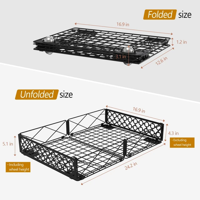 Alt view image 2 of 7 - Under Bed Storage with Wheels, Low Profile Rolling Organizer Bins | Ultra-low 5.4" Height, 360° Swivel Casters, Strong Metal Containers Hold Shoes, Clothing, Toys, Dorm & Home Use, 2 Pack