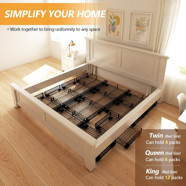 Alt view image 7 of 7 - Under Bed Storage with Wheels, Low Profile Rolling Organizer Bins | Ultra-low 5.4" Height, 360° Swivel Casters, Strong Metal Containers Hold Shoes, Clothing, Toys, Dorm & Home Use, 2 Pack