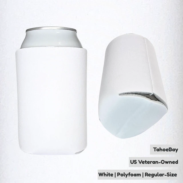 Alt view image 2 of 3 - Blank Can Cooler Sleeves in Bulk, 12 oz, 100-Pack, White | Sublimation, DTF, Heat Press Vinyl, HTV, Plain Regular Coolers, Soft Sleeve Blanks for Beer Cans and Bottles, Drink Insulator