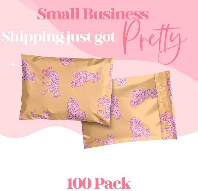 Alt view image 3 of 6 - Poly Mailers 14.5x19, Pink Leopard, 100 Pack | Heavy Duty, Waterproof, Self Seal, Tear Resistant, Shipping Bags for Small Business Packaging, Bulk Mailing Envelopes