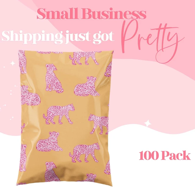 Alt view image 6 of 6 - Poly Mailers 14.5x19, Pink Leopard, 100 Pack | Heavy Duty, Waterproof, Self Seal, Tear Resistant, Shipping Bags for Small Business Packaging, Bulk Mailing Envelopes