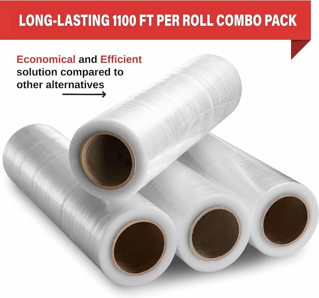 Alt view image 4 of 7 - 4 Pack Stretch Wrap 18 Inch 80 Gauge Shrink Wrap | Plastic Wrap for Moving Boxes, Furniture, Heavy Duty Industrial Strength Pallet and Moving Supplies Packing Stretch Film