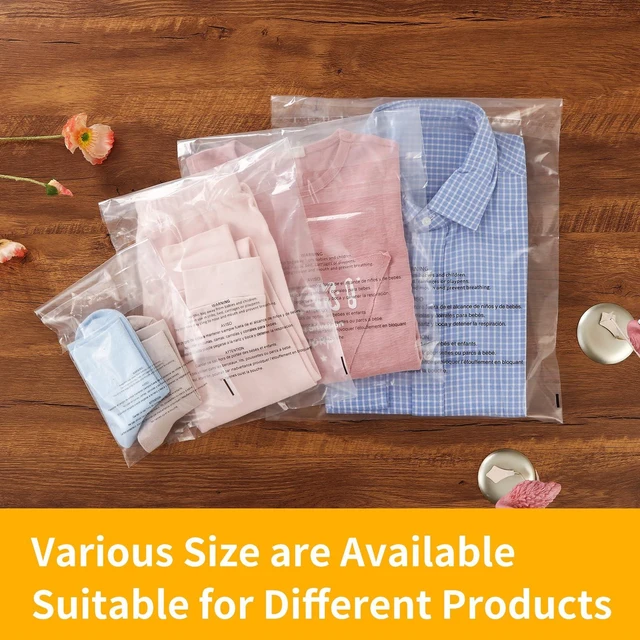 Alt view image 6 of 6 - 500 Count - 14" x 20" Clear Plastic Poly Bags with Suffocation Warning
