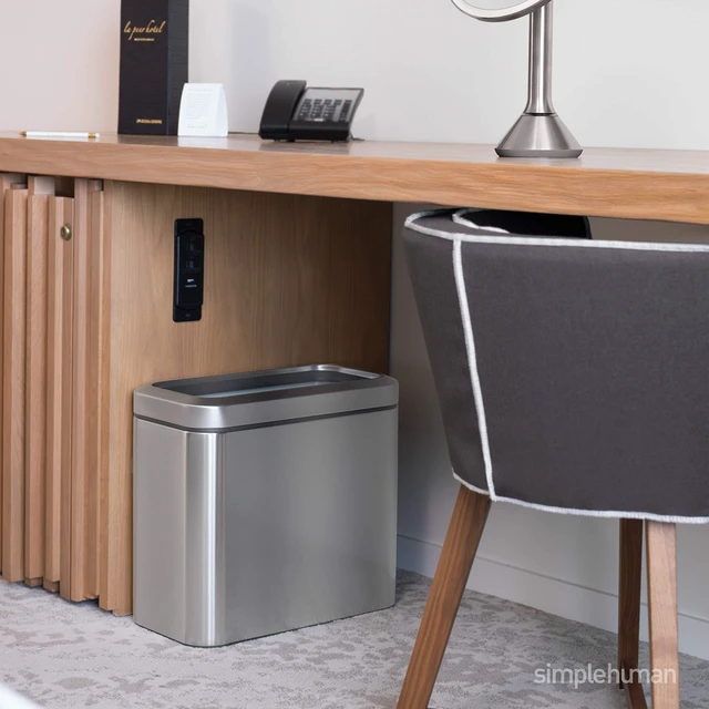 Alt view image 3 of 5 - Slim Open Trash Can, 25L, 6.6 Gallon, Commercial Office for Conference Rooms, Hotel Rooms, Reception, Heavy Duty Stainless Steel, ADA-Compliant, Brushed