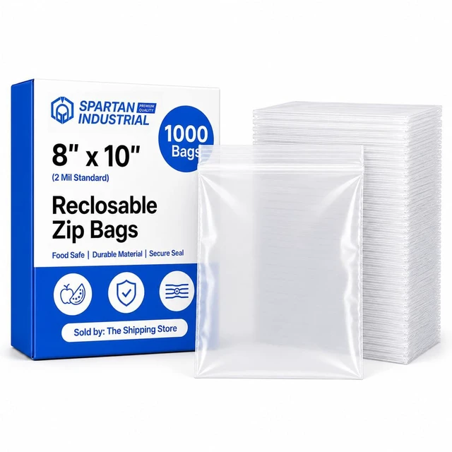 Main image of 8 X 10 (1000 Count) Quart Clear Reclosable Zip Plastic Poly Bags | with Resealable Lock Seal Zipper - 2 Mil -