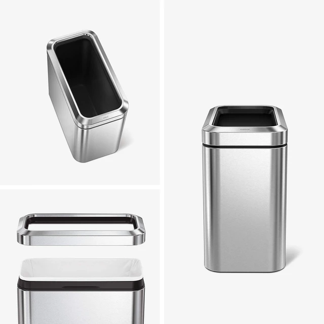 Alt view image 2 of 5 - Slim Open Trash Can, 25L, 6.6 Gallon, Commercial Office for Conference Rooms, Hotel Rooms, Reception, Heavy Duty Stainless Steel, ADA-Compliant, Brushed