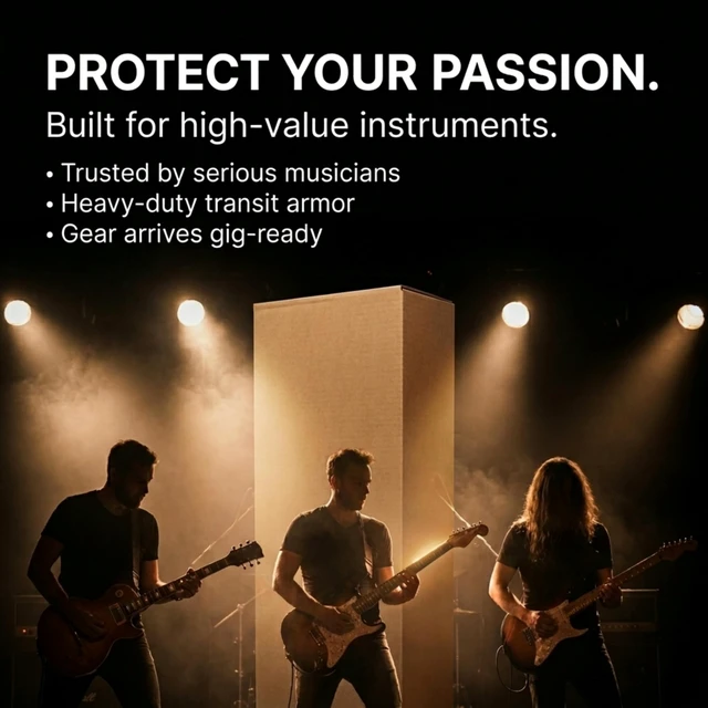 Alt view image 5 of 7 - Heavy-Duty Guitar Shipping Boxes (Pack of 5) 18" x 6" x 45" Corrugated Cardboard Box for Acoustic & Electric Guitars Professional Grade Reinforced Protection for Moving and Storage