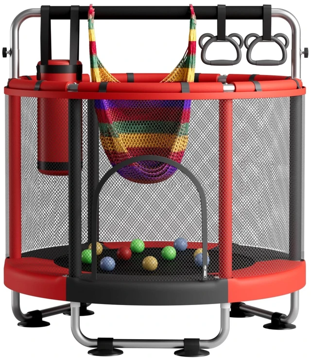 Main image of 55" Trampoline for Kids with Enclosure, 440lbs Capacity Indoor & Outdoor Toddler Trampoline with Adjustable Gymnastics Bar & Toys, Gifts for Boys & Girls