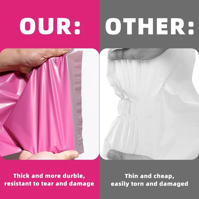 Alt view image 5 of 6 - 1000 pcs 10x13 Inches Pink Poly Mailers Shipping Envelopes, Strong Adhesive Sealing, Waterproof, and Tear-resistant Postal Mailing Bags for Clothing, Books, and Accessories