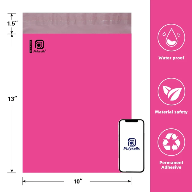 Alt view image 2 of 6 - 1000 pcs 10x13 Inches Pink Poly Mailers Shipping Envelopes, Strong Adhesive Sealing, Waterproof, and Tear-resistant Postal Mailing Bags for Clothing, Books, and Accessories