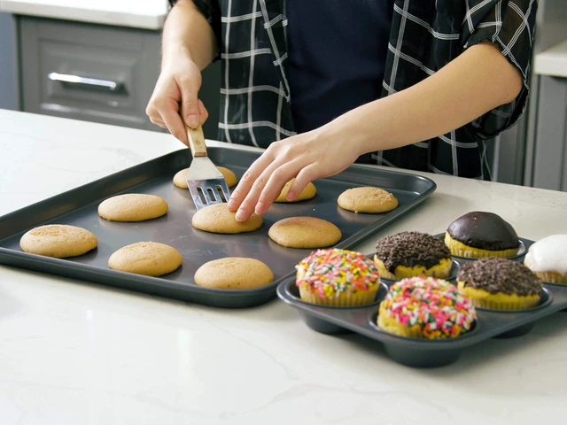 Alt view image 6 of 7 - Home 8 Piece Nesting Bakeware Set, Nonstick Cookie Sheets and Tins | 8 piece baking set, nonstick baking pan set, muffin pan, cake tins, nests into one 17.6in stack