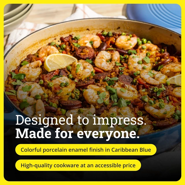 Alt view image 7 of 7 - Essential Enamel Cast Iron Braiser, 3.6 Quart, Caribbean Blue | Refrigerator- & Oven-Safe up to 500°F, Induction-Safe, Heat-Retaining, Non-Toxic Enamel Braiser Cookware